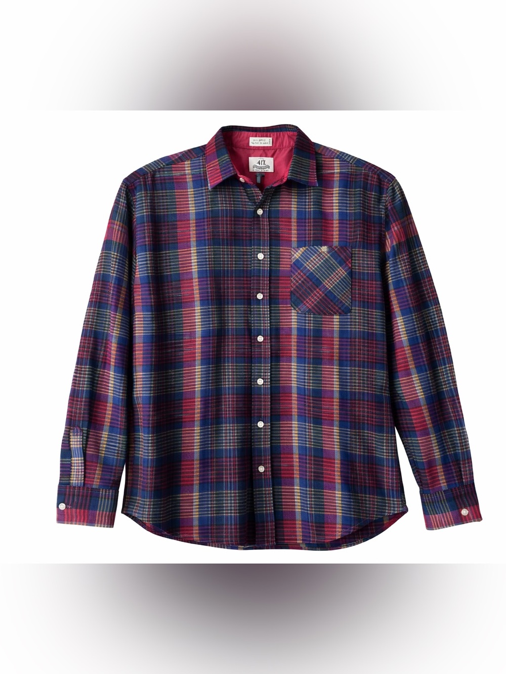 5/$25 417 by Van Heusen Plaid Button Down Shirt Size Large